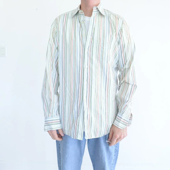 Dolce And Gabbana White And Blue Stripe Button Down Dress Shirt Size  16/41 - Picture 1 of 10